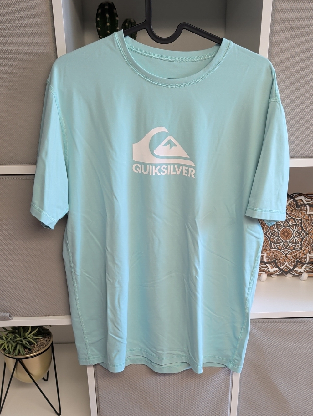 Quiksilver Men’s Short Sleeve Logo Tee - Aqua Blue